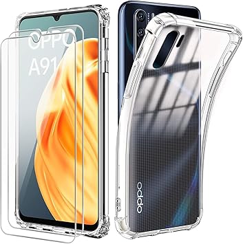 Reshias Funda Para Oppo A91 Con Dos Cristal Templado Protector De Pantalla Suave Tpu Transparente Gel Silicona Anti Caida Protectora Carcasa Para Oppo A91 F15 6 4 Pulgadas Amazon Es Electronica