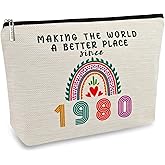 46th Birthday Gifts for Women Her, 46th Birthday Decorations Makeup Bags, 1980 Anniversary 46 Year Old Gift Ideas for Mom, Wife, Sister, Best Friends, Mothers Day, Small Cosmetic Travel Pouch