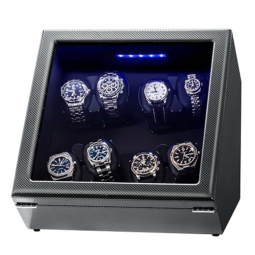  Watch Winder Piano Finish Carbon Fiber Exterior