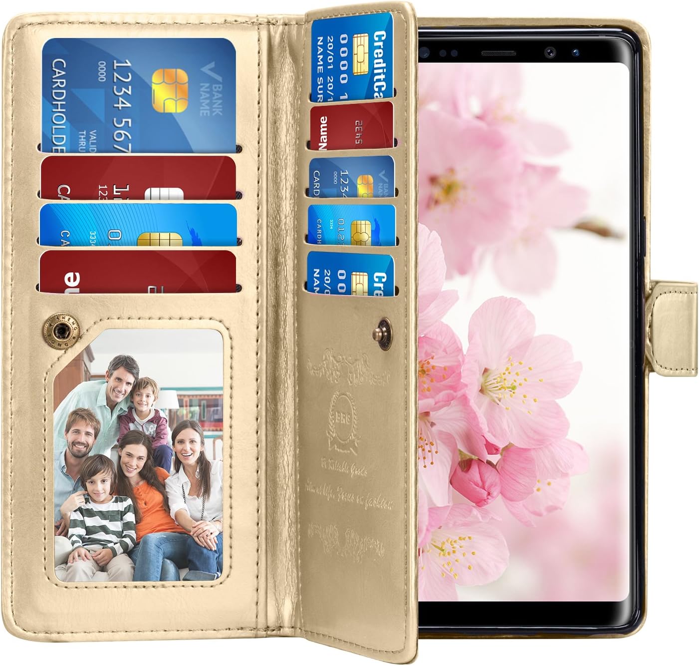 Note 8 Case, Pasonomi Note 8 Wallet Case with Detachable - [Folio Style] PU Leather Wallet case with ID&Card Holder Slot Wrist Strap for Samsung Galaxy Note 8 (Gold, Samsung Galaxy Note 8)