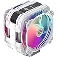 ALSEYE M120D Plus CPU Cooler with Temperature Display, Dual ARGB & PWM Fans, 6 Copper Heat Pipes - Compatible with Intel LGA1700/1200/115X/2011/2066/1366 and AMD AM4/AM5 - Easy Installation - White