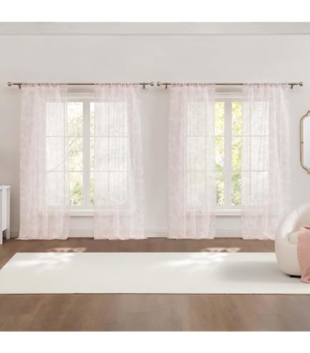 2 Paneles Laura Ashley Danbury Azul: Cortinas De Lazo Estilo Rústico Romántico (40x84 Pulgadas)