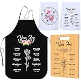 Newtay 4 Pcs Christian Gifts Set for Women Religious Kitchen Gifts Include Christian Cutting Board Bible Verse Scripture Kitchen Towels Cooking Apron with Inspirational Quote for Mom