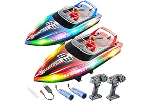 BEZGAR Remote Control Boat, 2 Packs 10 inch Fast Speed RC Boat 15 KPH for Pools & Salt Water, Summer Toys for Adults and Ideal Gifts for Kids Boys Age 6 7 8-12 Years Old - HJ821