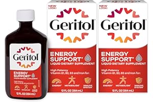 Geritol Liquid Vitamin and Iron Supplement, Energy Support, Contains High Potency B-Vitamins and Iron, Pleasant Tasting, Easy to Swallow, No Artificial Sweeteners, Non-GMO, 12 Oz, 2 Pack