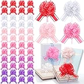 Poen 48 Pcs 6 Inch Large Wedding Pull Bows Pink and Red Gift Bow Matte Gift Wrap Bows and Ribbon Bows for Wrapping Boxes or Party Decorations, Mother's Day Gift Party Decorations