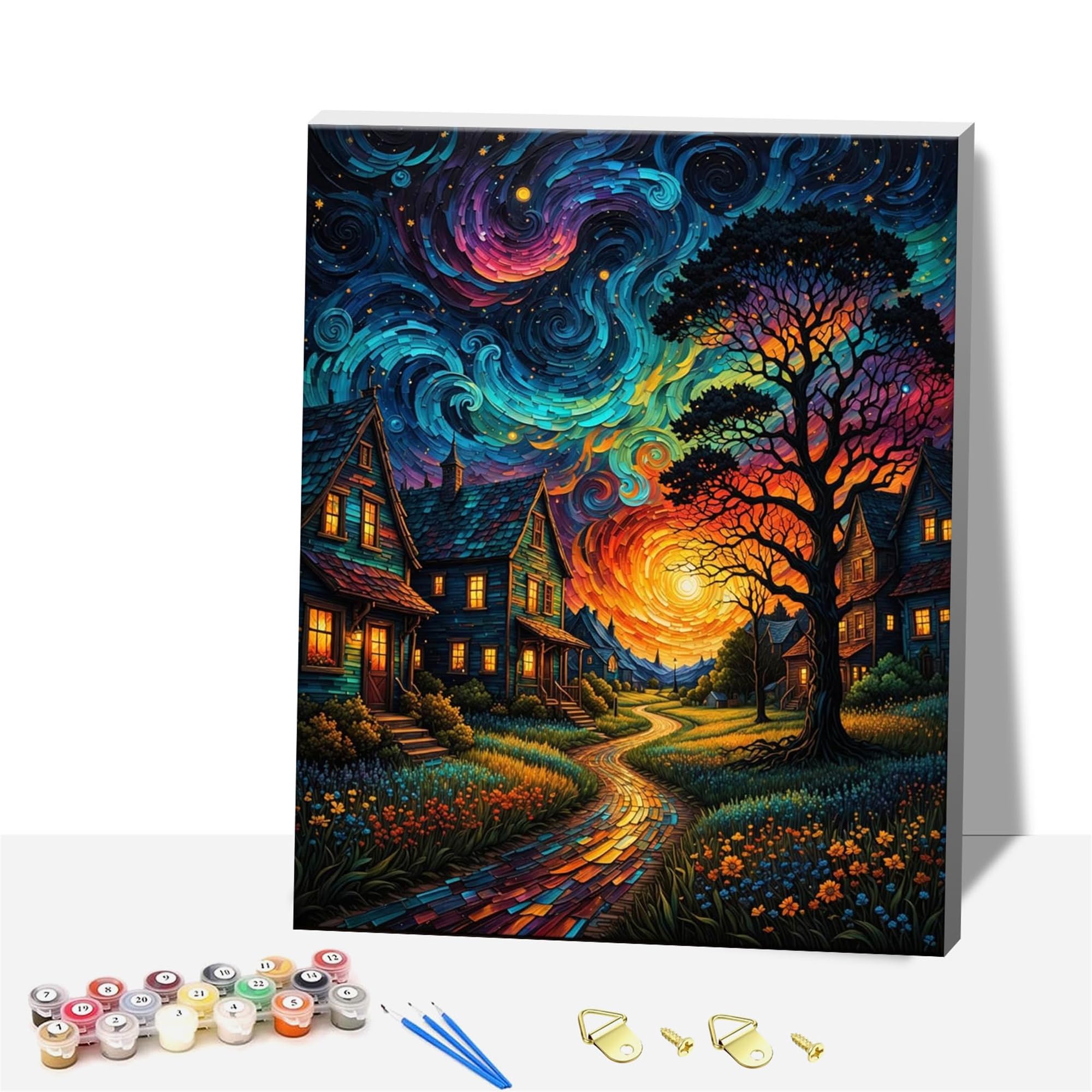 DSFEFV DIY Paint by Numbers for Adults,Wooden Framed Painting by Number Kits on Canvas,Acrylic Color by Numbers for Adult Beginner,Gifts Decor for Home Wall Room (Sky)