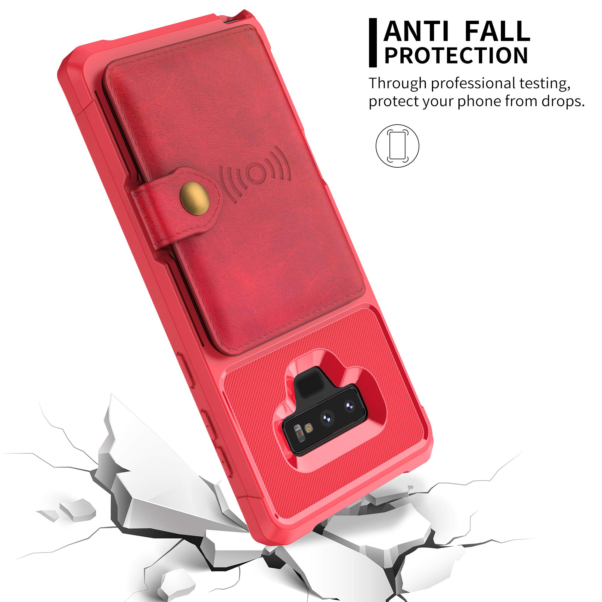 YNBY Galaxy S9 Plus Case, Sumsung S9 Plus Wallet Flip Leather Kickstand Fit Magnetic Car Charger Mount Slim Durable Shockproof Protective Case Cover with Card Holder (Red)