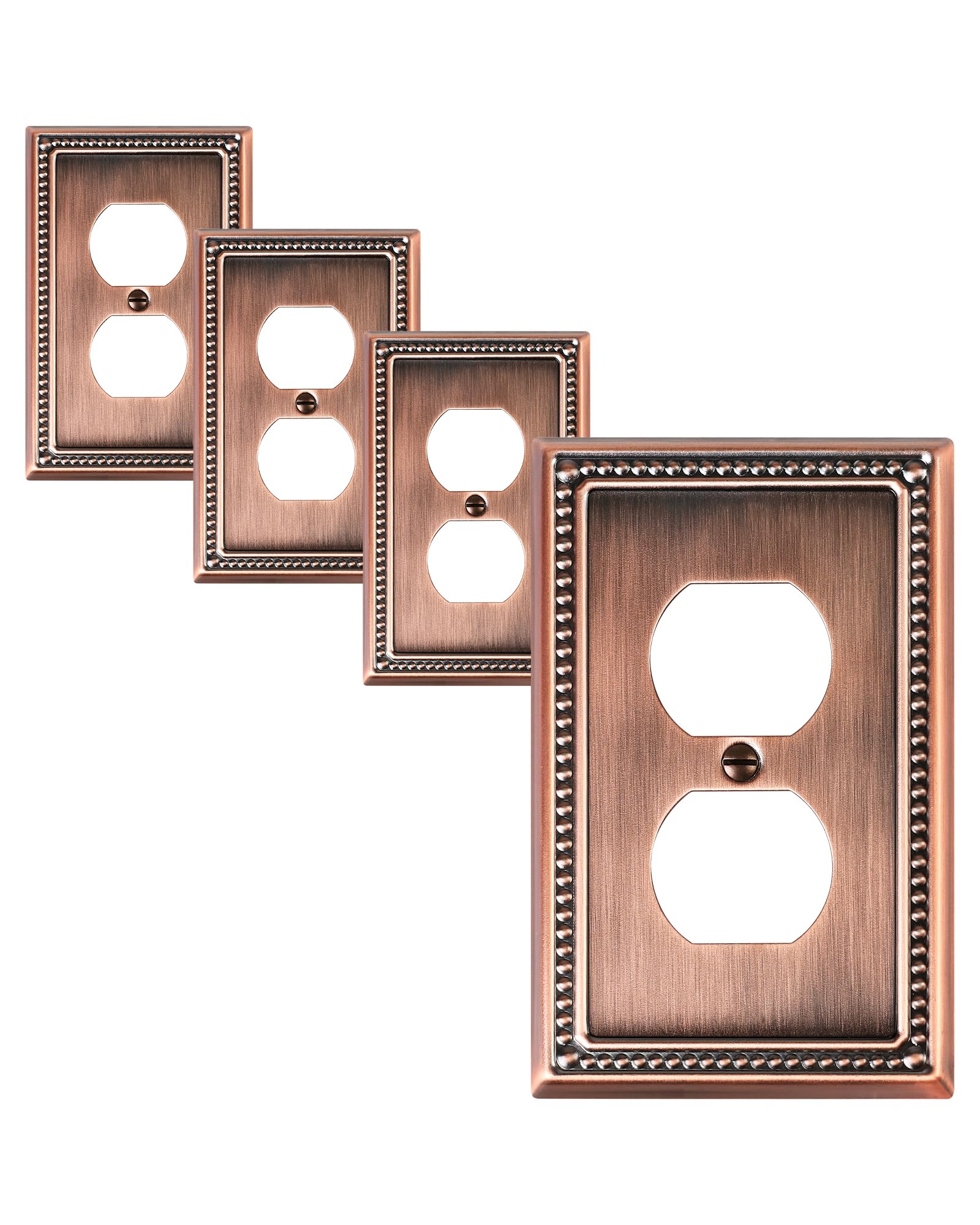 TREEWELL 4-Pack Duplex Outlet Cover Plate, Antique
