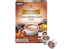 NEW Twinings Chocolate Chai Latte Tea K-Cup Pods for Keurig, 22 Count (Pack of 1), Velvety Smooth Cocoa with Real Spiced Tea, Caffeinated, Enjoy Hot or Iced