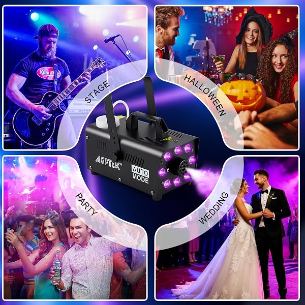 AGPTEK FOG MACHINE, SMOKE MACHINE WITH 13 COLORFUL LED LIGHTS EFFECT, AUTO MODE 2000CFM FOG WITH 1 WIRED RECEIVER AND 2 WIRELESS REMOTE CONTROLS, PERFECT FOR WEDDING, HALLOWEEN, PARTY AND STAGE EFFECT