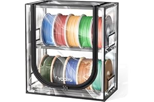 YOOPAI 3D Printer Filament Storage Box with Desiccants - 2 Tiers Metal Filament Storage Rack with Trans Cover,Holds Up to 12 Rolls of Filaments - 3D Filament Storage for Home, Office Workshop, Studio