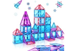 SYSKENI Magnetic Tiles Toys for 3 4 5 6 7 8 Year Old Boy Girls Kids Beginner Set,Magnetic Building Blocks Learning Toys for Toddlers Age 2-4 3-5 4-5 5-6 6-8 Birthday Christmas Ideas (20PCS Blue & Purple)
