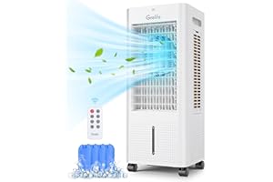 3-IN-1 Portable Evaporative Air Cooler,Grelife Air Cooler Cooling Fan with 4 Ice Packs,12H Timer,1.58Gal Water Tank,Remote Control,3 Modes,3 Speeds, Personal Swamp Cooler for Bedroom Home Office