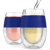 HOST Cooling Cup, Set of 2 Double Wall Insulated Freezable Drink Chilling Tumbler with Freezing Gel, Glasses for Red and…