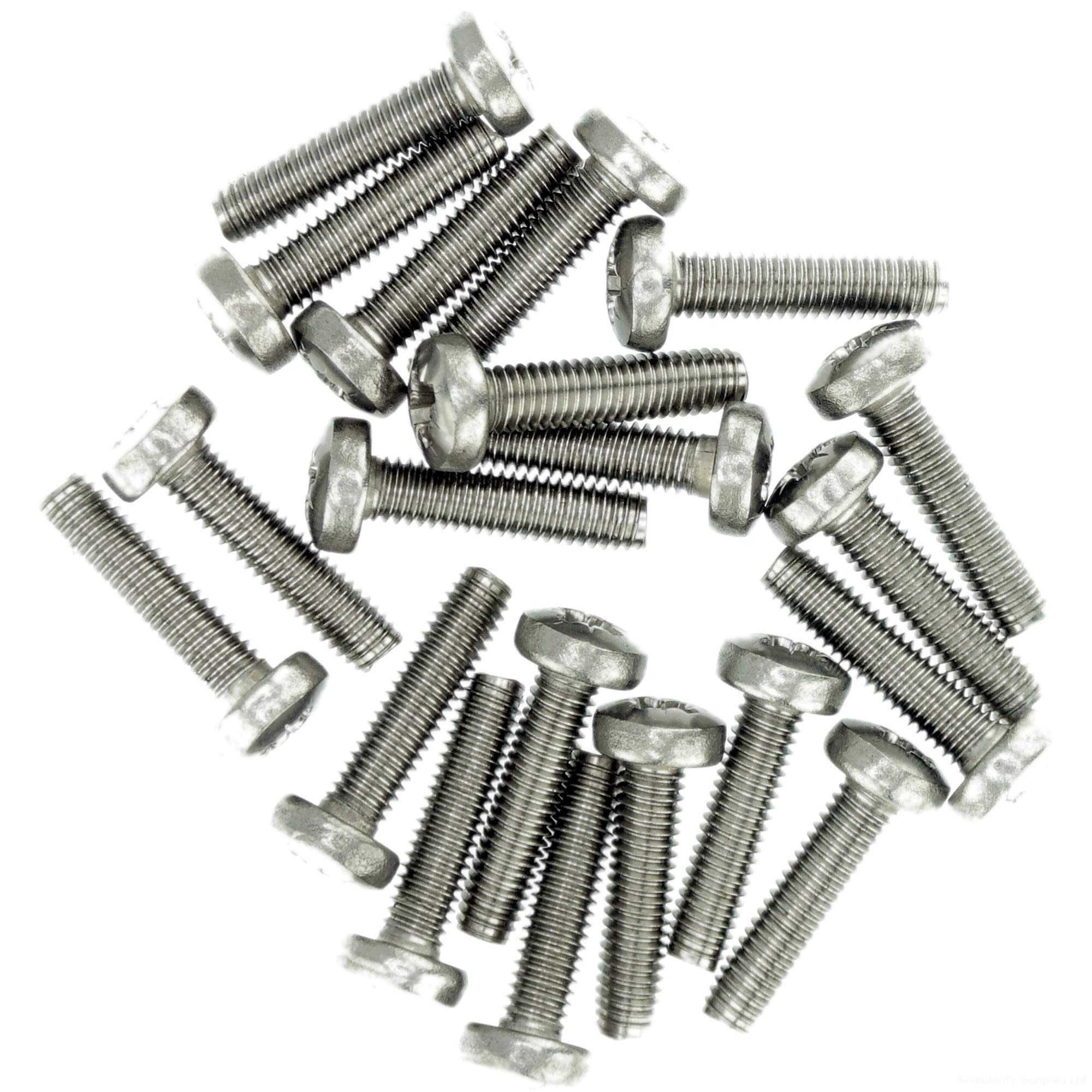 M4 (4mm x 16mm) Pozi Pan Thread Rolling Screw - Stainless Steel (A2) (Pack of 20)