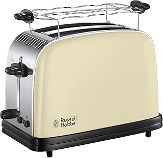 Russell Hobbs Toaster Colours+ creme, 2 extra breite Toastschlitze, inkl. Brötchenaufsatz, 6 einstellbare Bräunungsstufen + Auftaufunktion, Schnell-Toast-Technologie, 1670W, 23334-56