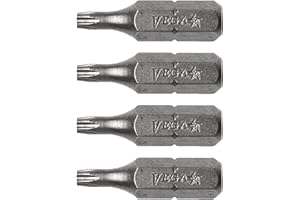 VEGA INDUSTRIES VEGA T5 TORX Security Star Bits. Professional Grade ¼ Inch Hex Shank TORX T-5 S2 Steel 1" Security Star Bits. 125TT05A-4 (Pack of 4)