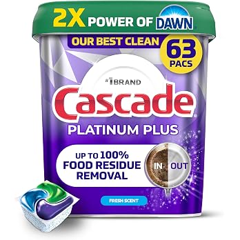 Cascade Platinum Plus Dishwasher Detergent Pods, Dish Detergent Soap, Fresh Scent, 63 Count - View 8