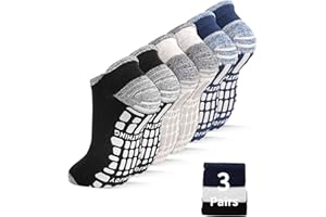 SkiBeaut Pilates Grips Men Women Socks,3 Pairs Unisex Yoga Non Slip Grips Cushion Sticky Barre Hospital Socks for Man Woman
