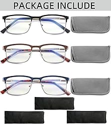 3 Pack Fashion Metal Full Frame Reading Glasses for