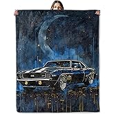 Retro Muscle Car Throw Blanket for Girls Boys Kids Adults, 50x60 in, Cozy Flannel Blanket for Bedroom, Camping, Couch, Room Decor, Fuzzy Warm Soft Gifts