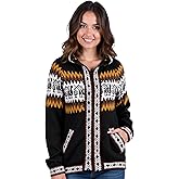 INTI ALPACA Women’s Hoodie Full Zip Up Blue Alpaca Sweater -Hooded Alpaca Wool Cardigan with Andean Design
