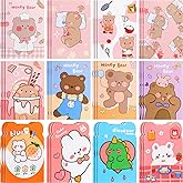 Yexiya 36 Packs Mini Notebooks Small Cute Notebooks Bulk Cartoon Cat Panda Themed Party Favors for Christmas Classroom Prizes Gift, Lovely Styles