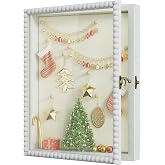 Love-KANKEI 11x14 Deep Shadow Box Frame,Unique Solid Wood Beads Frame,White | Front-Opening Glass Door，Metal Latch-Lock,Assembly-Free,Tabletop &amp; Wall-Mount,Memory Box,Gift,Display Photos,Awards,Medals