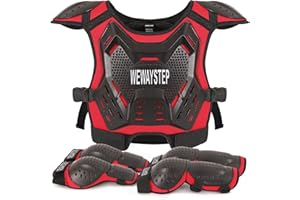 WEWAYSTEP Kids Dirt Bike Gear Motorcycle Armor, Chest Protector Motocross Motorcycle Protective Gear Motorcycle Body Armor Vest with Elbow Knee Protector Pads Suit