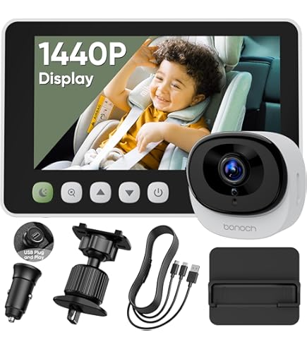 thumbnail image 2 of Bonoch 5" Baby Car Camera - 1440P HD Backseat Monitor With Night Vision & 4X Zoom 2 of 11