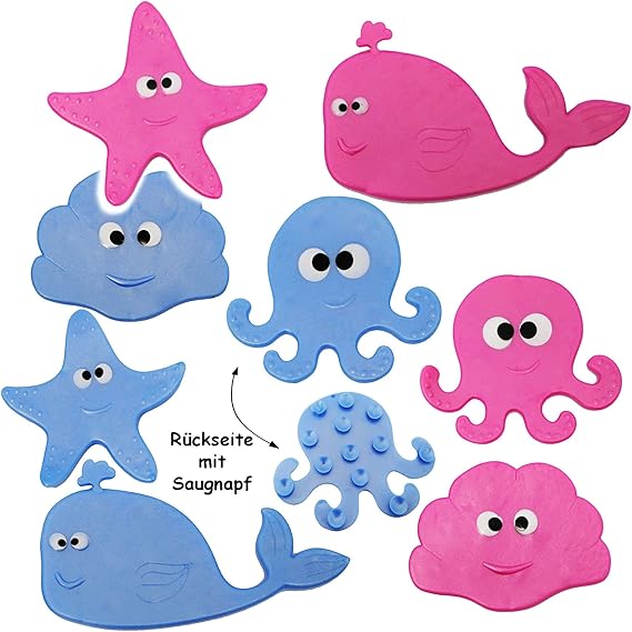 8-teiliges Set 3D Fuß-Sticker Mit Saugnäpfen - Bunte Anti-Rutsch Pads Für Bad & Dusche