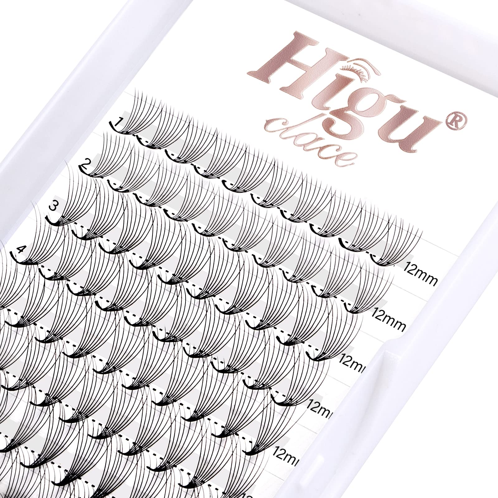 Higu Clace Eyelash Extensions 8D 0.07mm 12 Volume Pointed Base Middle Stem