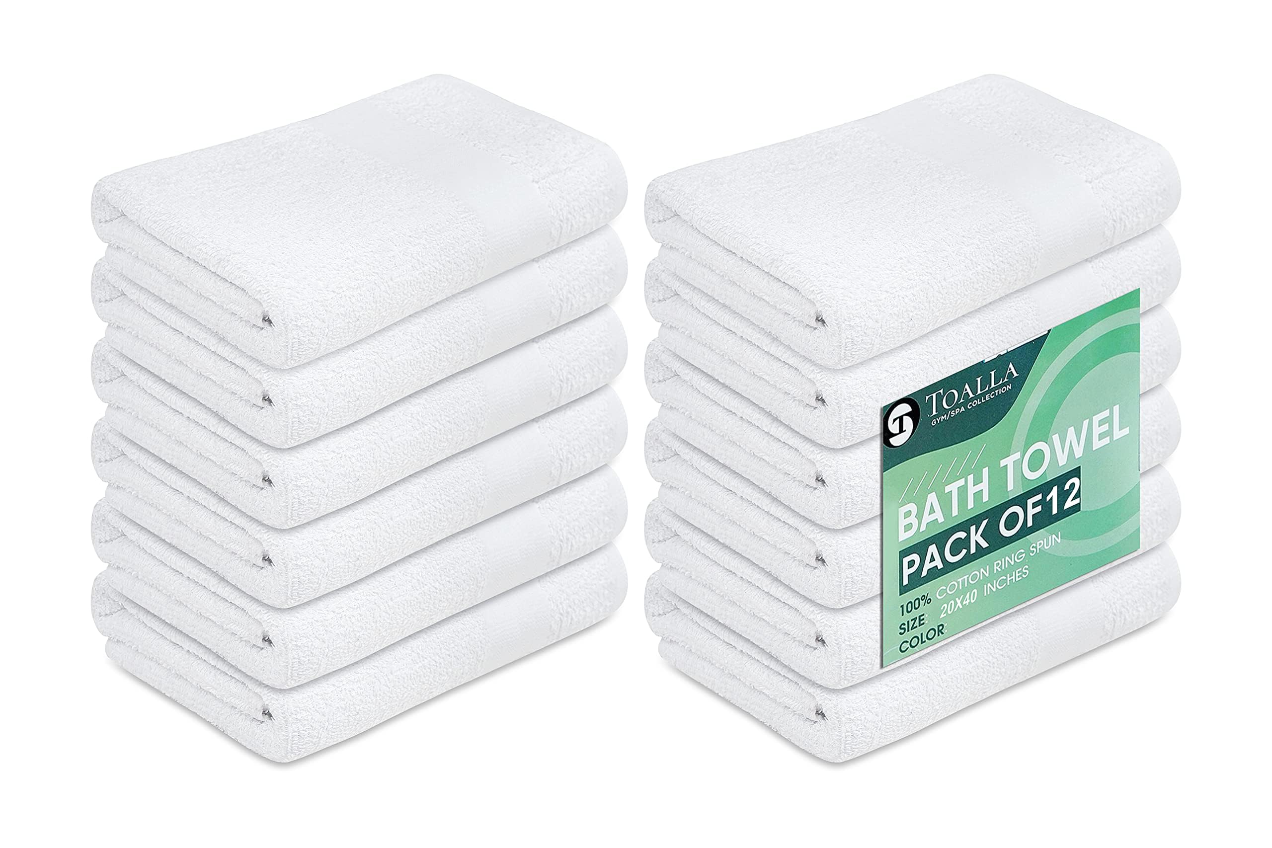 Photo 1 of TOALLA (Pack of 12 White Bath Towels Bulk 20x40 Inches -100% Cotton Economy Cheap Bath Towels for Commercial Uses, Gym, Salon, Spa & Hair -Lightweight Bath Towels Quick Drying -Bath Towels Sets Bulk