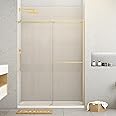 Sunrosa Shower Doors 60"×76", Single Sliding Shower Doors, Shower Door with Tempered Glass, Shower Glass Door in Brushed Gold