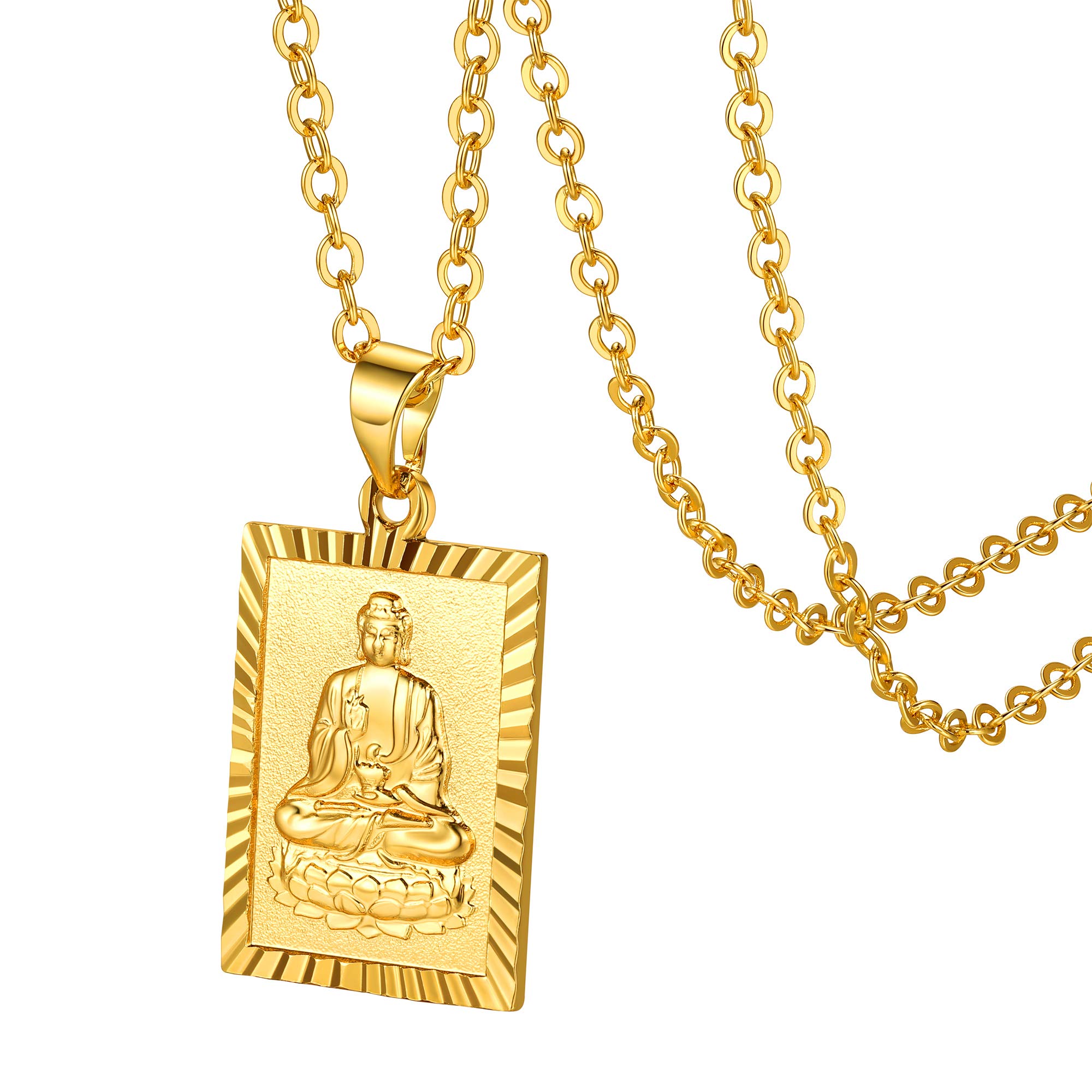 GoldChic JEWELRY Sitting Buddha Necklace, Gold Tathagata Pendant Shakyamuni Buddha Tag, Buddhist Talisman Jewellery Gift for Men Women — image 1