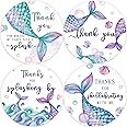 80 Mermaid Birthday & Baby Shower Stickers, Under The Sea Party Favors (2 Inch)