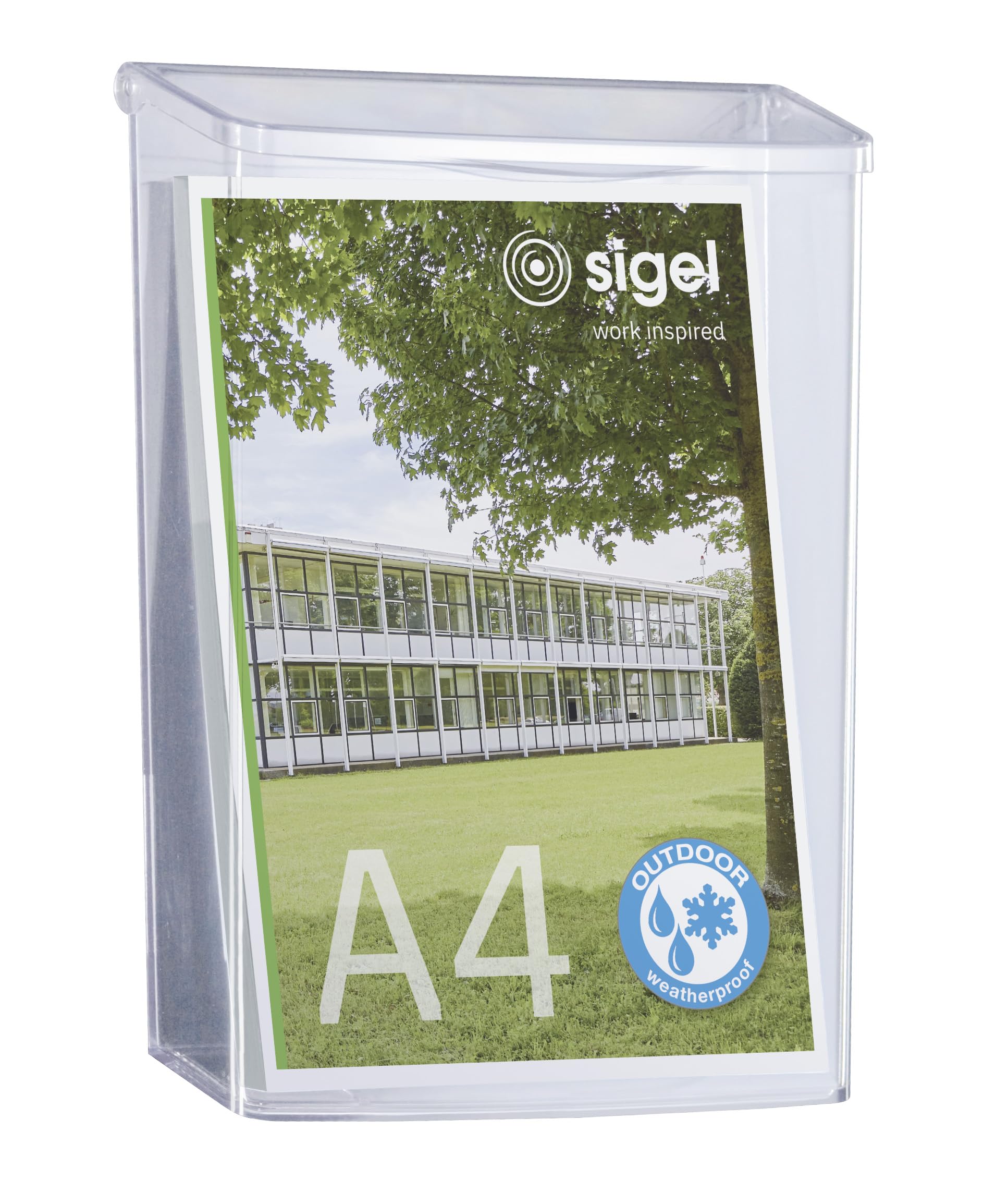 SIGEL LH325 Outdoor Wall-Mounted Literature Holder, for A4, uv resistant acrylic, transparent, 1 Piece