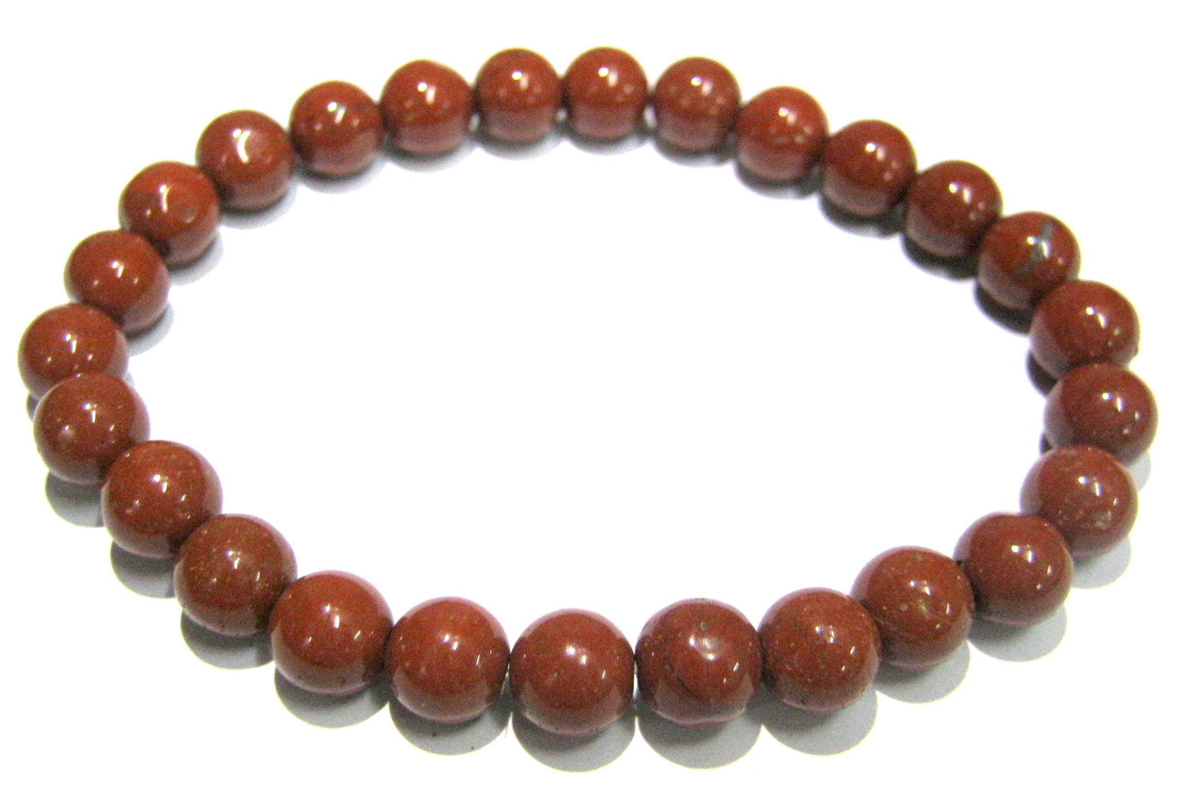 CRYSTALMIRACLE Red Jasper Beaded Round Bracelet Crystal Healing Gemstone Gift Fashion Accessory Peace