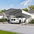 MUPATER 12 x 20 FT Heavy Duty Metal Carport,Garage Car Shelter Shade for Outdoor with Heavier Metal Frame, Carport Canopy with Roof and Bolts for Car, and Boats, Cream White