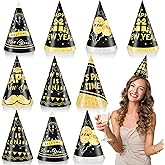 JUNEBRUSHS 24PCS Happy New Years Eve Party Hats, Adjustable Hats Paper Cone Hat for Decorations New Years Eve Party Supplies
