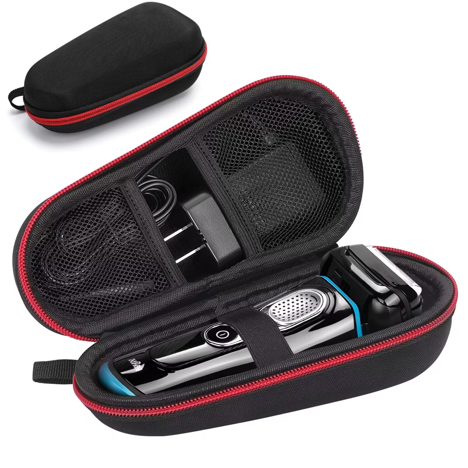 Photo 1 of SyuCeia Electric Shaver Case,Travel Shaver Storage Bag & Razor Organizer Pouch,Durable,Waterproof, Compact Design for Men's Essentials,Fits Most Electric Shavers for Philips Braun Panasonic(Red)