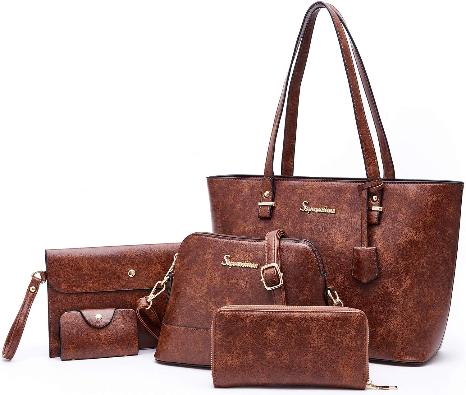 Handbag for Women Wallet Tote Bag Shoulder Bags Top Handle Satchel 5pcs Purse Set