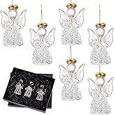 CroBlissful 6 Pcs Crystal Angel Figurine Valentines Glass Guardian Angel Ornaments Hanging Decor Valentine's Day Church Gifts for Women Men Christian Blessing Anniversary Mother's Day Easter(Cute)
