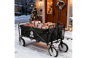 Elevon All-Terrain Foldable Utility Wagon Cart with 150LB Capacity for Beach, Grocery, Christmas Shopping & Snow Transport (B