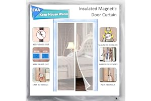IKSTAR Insulated Door Curtain, [Upgrade EVA] Magnetic Thermal Insulated Door Cover to Keep Temperature for Room/Kitchen, Keep Draft Air Out, Self Sealing, Hands Free, Pet/Kids Friendly - 34"x82"