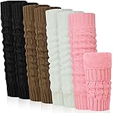 KUTTOR 4 Pairs Winter Fleece Lined Leg Warmer for Women Skating boot Leg Warmer Thermal Warm Knitted