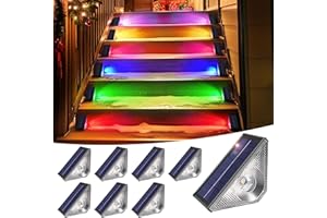 SOLPEX Solar Christmas Lights Outdoor Waterproof IP65, Solar Step Lights for Outside, Christmas Lights Outdoor Decorations for Stair,Step,Patio,Yard,Deck,Walkway(8 Pack,RGB & Warm Cold White)