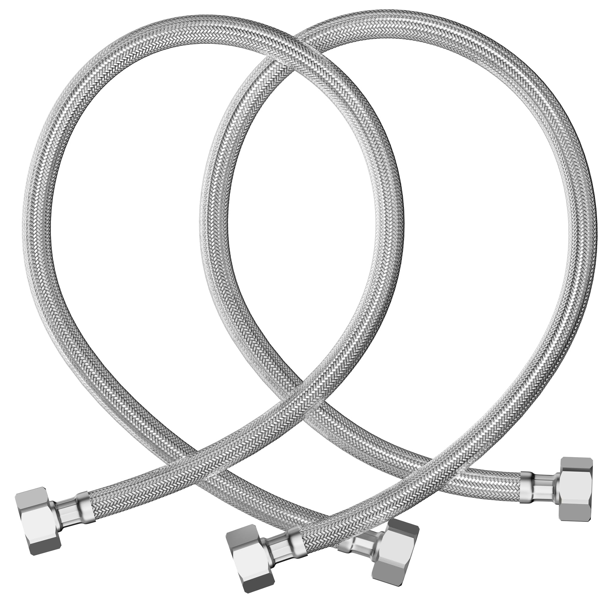 2X 1/2" x 1/2" Flexiable Faucet Supply Lines, Bathroom Faucet Hose Connector, 304 Stainless Steel Braided Water Supply Line for Kitchen,50CM