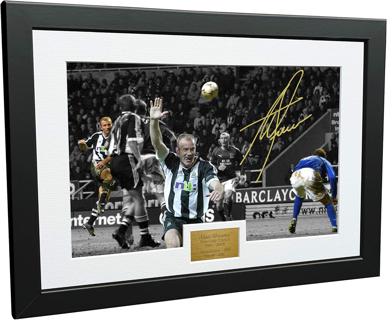 Photographs - Kitbags & Lockers Alan Shearer Newcastle United Everton VOLLY Goal Autographed Signed Photo Photograph Picture Frame Soccer Gift